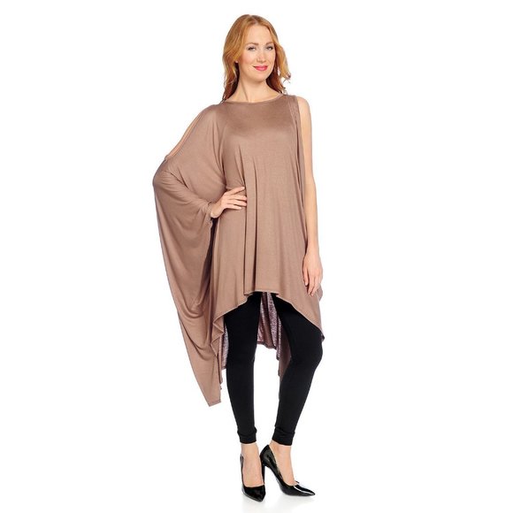 Light Sage Green Convertible Tunic Top with Cold Shoulder - Picture 6 of 8